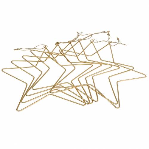 Floristik24 Decoración estrella para colgar metal dorado Ø25cm 6pcs
