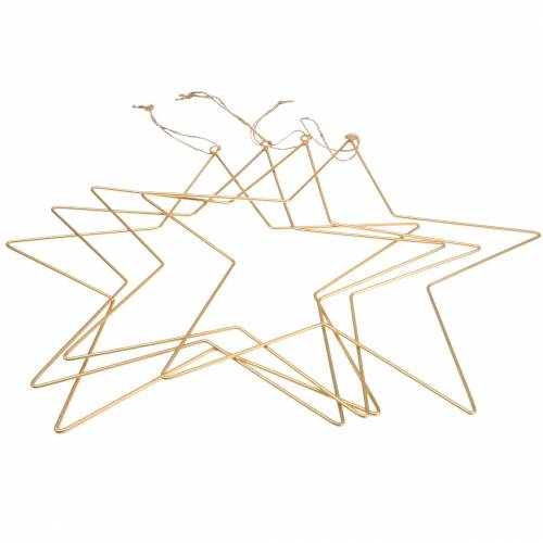 Artículo Decoración estrella para colgar metal dorado Ø35cm 4pcs