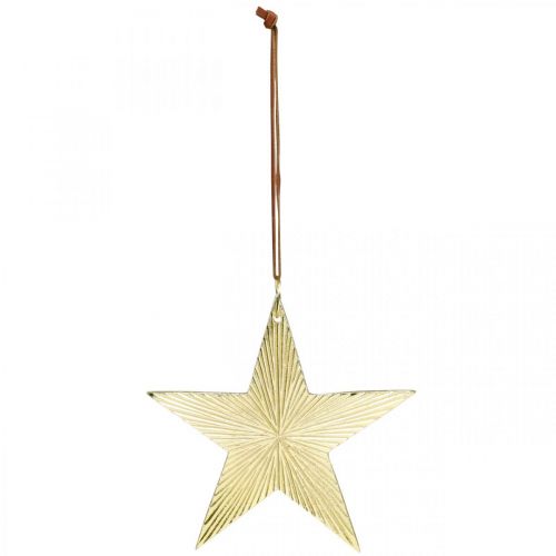 Artículo Estrella dorada, decoración de adviento, colgante decorativo para Navidad 12×13cm 2pcs