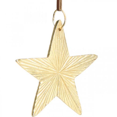 Artículo Estrellas para colgar, adornos de metal, adornos para árboles de Navidad dorados 9,5 × 9,5cm 3ud