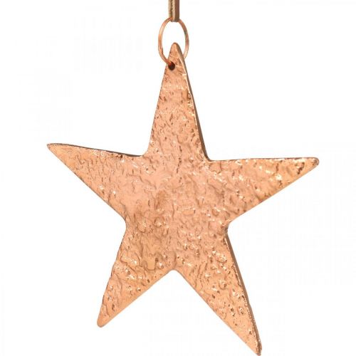 Artículo Estrella decorativa para colgar, decoración de Adviento, colgantes de metal color cobre 12 × 13cm 3ud