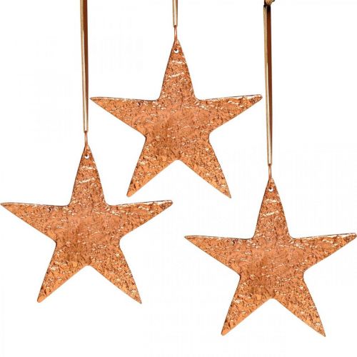 Artículo Estrella decorativa para colgar, decoración de Adviento, colgantes de metal color cobre 12 × 13cm 3ud