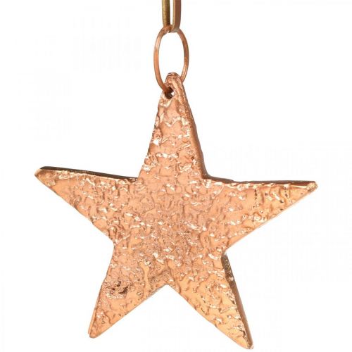 Artículo Estrella de cobre para colgar, decoración árbol de Navidad, colgantes de metal 8 × 9cm 2ud