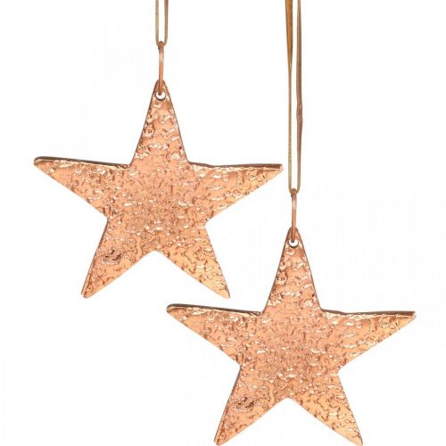 Artículo Estrella de cobre para colgar, decoración árbol de Navidad, colgantes de metal 8 × 9cm 2ud