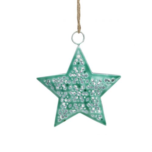 Floristik24 Estrella para colgar Verde menta 9,5cm 1pc