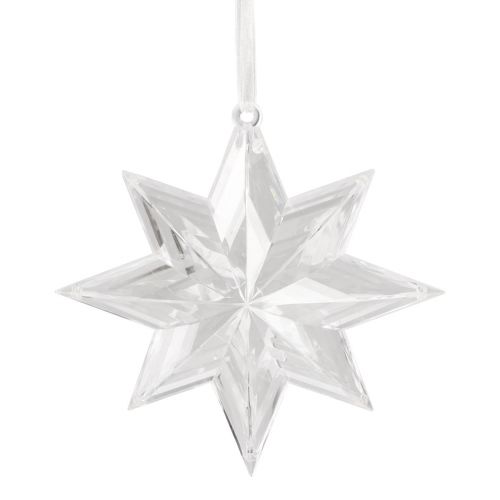 Estrella plastico transparente para colgar 15cm 6ud