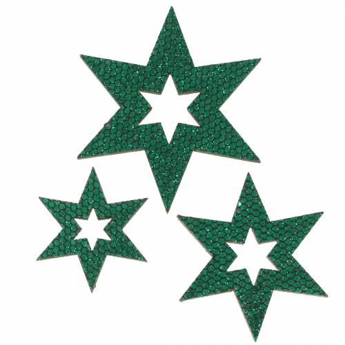 Floristik24 Decoración para controlar estrella verde 3-5cm 48pcs