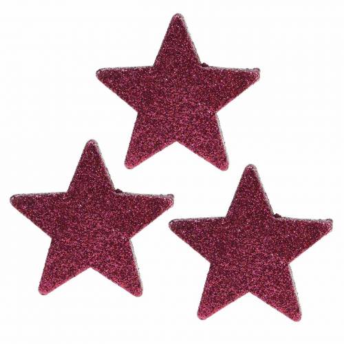 Estrella de purpurina dispersa 6.5cm rosa 36pcs