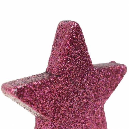 Artículo Decoración dispersa con purpurina estrella 6,5 cm rosa 36 piezas