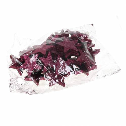 Artículo Decoración dispersa con purpurina estrella 6,5 cm rosa 36 piezas