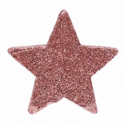 Floristik24 Estrella con purpurina espolvorear decoración 6.5cm rosa 36pcs