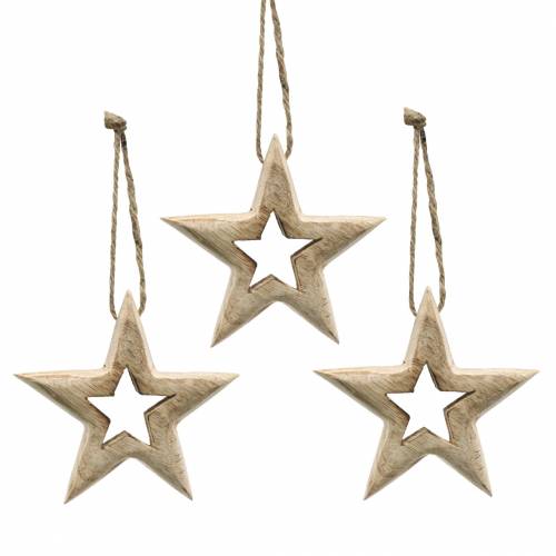 Floristik24 Estrellas de madera para colgar Madera de mango 10,5-11,5 cm 8 piezas