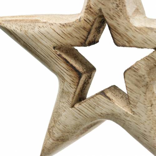 Floristik24 Estrellas de madera para colgar madera de mango 10,5–11,5cm 8 piezas
