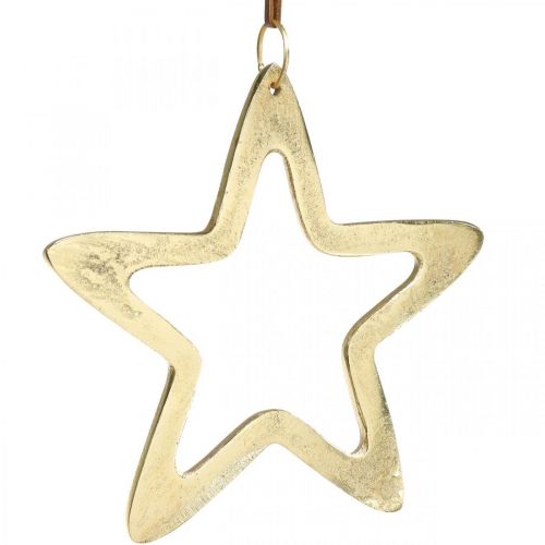 Artículo Colgante navideño, estrella decorativa para Adviento, estrella decorativa dorada 14 × 14cm