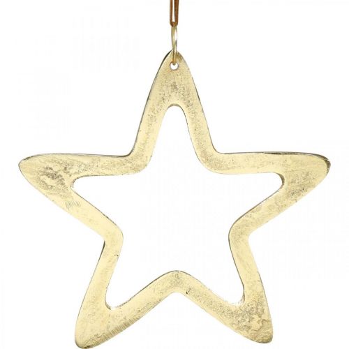 Floristik24 Colgante navideño, estrella decorativa para Adviento, estrella decorativa dorada 14 × 14cm