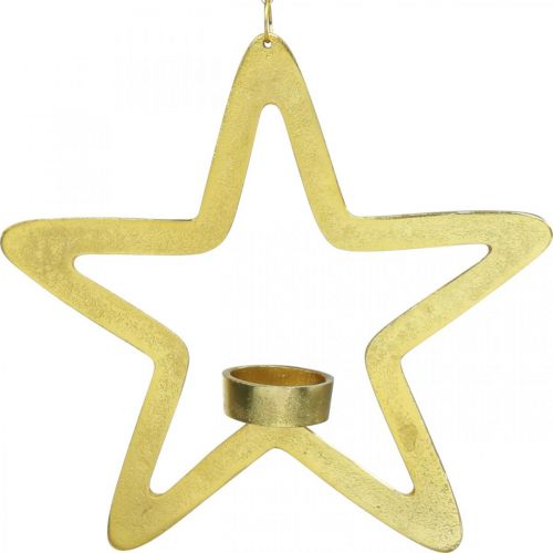 Portavelas decorativo estrella de metal para colgar dorado 24cm