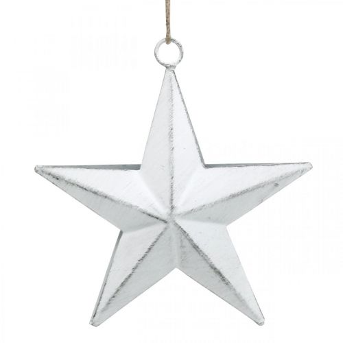 Floristik24 Estrella de metal para colgar, colgante de Navidad, decoración de Adviento blanco, Shabby Chic 11 × 11cm