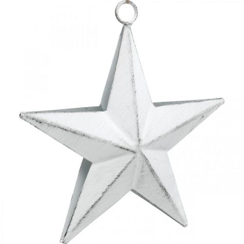 Floristik24 Estrella de metal para colgar, colgante de Navidad, decoración de Adviento blanco, Shabby Chic 11 × 11cm