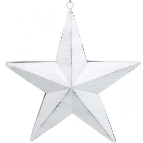 Estrella para colgar, adornos para árboles de Navidad, adorno de metal blanco 19,5 × 18,5cm | Floristik24.es