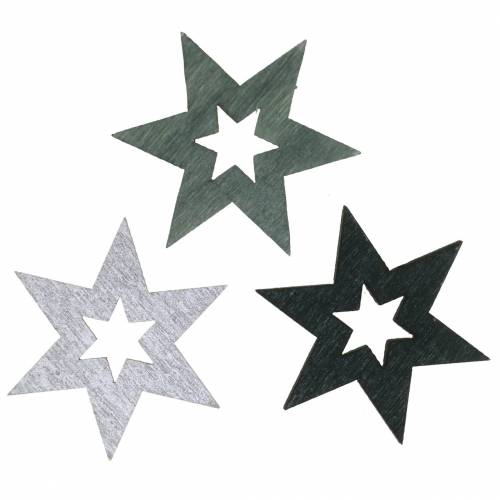 Estrella decorativa dispersa negro, plateado, gris oscuro surtido 4cm 72 piezas
