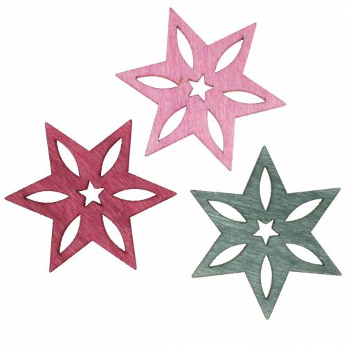Artículo Estrella para esparcir Madera Surtida Rosa, gris 4cm 72p