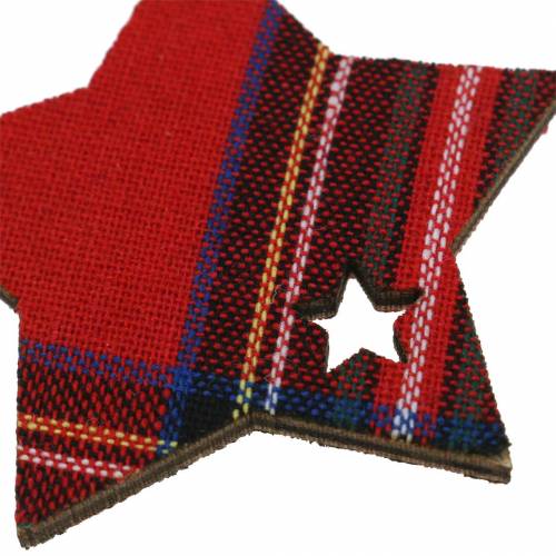 Floristik24 Decoración dispersa estrella a cuadros rojo surtido 3/4/5cm 48 piezas