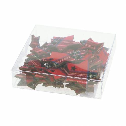 Floristik24 Decoración dispersa estrella a cuadros rojo surtido 3/4/5cm 48 piezas
