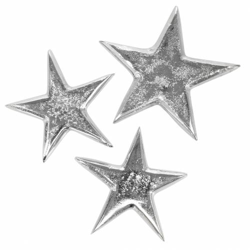 Floristik24 Estrellas de metal plateado 8,6×8,2cm/6,9×6,7cm 8 piezas
