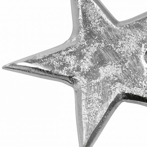Floristik24 Estrellas de metal plateado 8,6×8,2cm/6,9×6,7cm 8 piezas