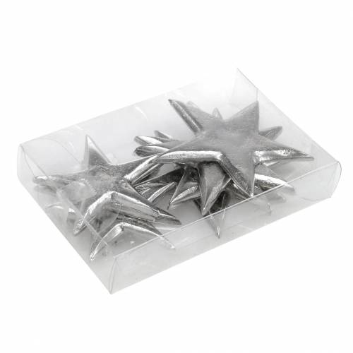 Floristik24 Estrellas de metal plateado 8,6×8,2cm/6,9×6,7cm 8 piezas