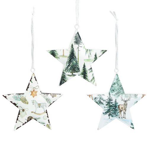 Floristik24 Colgante estrella con motivos adornos para árboles de Navidad 8cm 6uds
