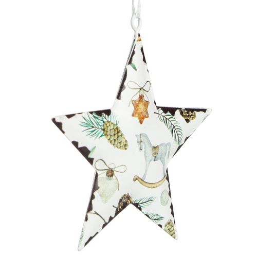 Artículo Colgante estrella con motivos adornos para árboles de Navidad 8cm 6uds