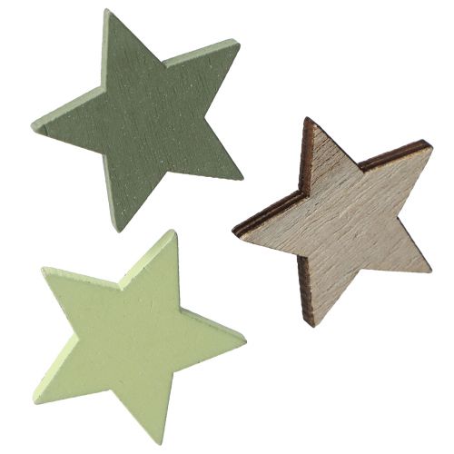 Artículo Cocteleras decorativas de estrellas de madera verde natural Ø3,5cm 72 piezas