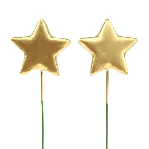 Floristik24 Estrellas en el alambre para elaborar oro 5cm L23cm 48pcs