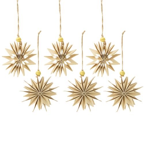 Artículo Estrellas de papel, colores naturales, Ø10 cm, 6 unidades