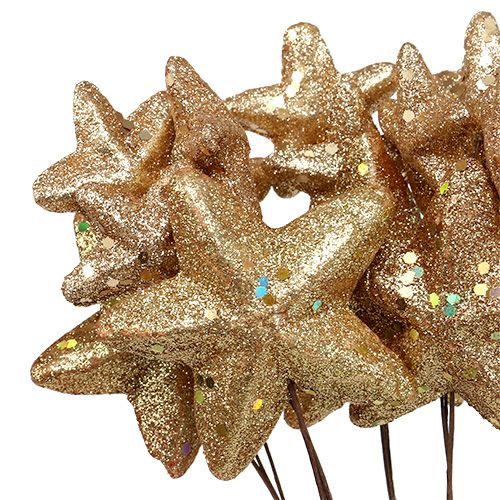 Artículo Estrellas agrupadas con glitter gold 60cm 5pcs