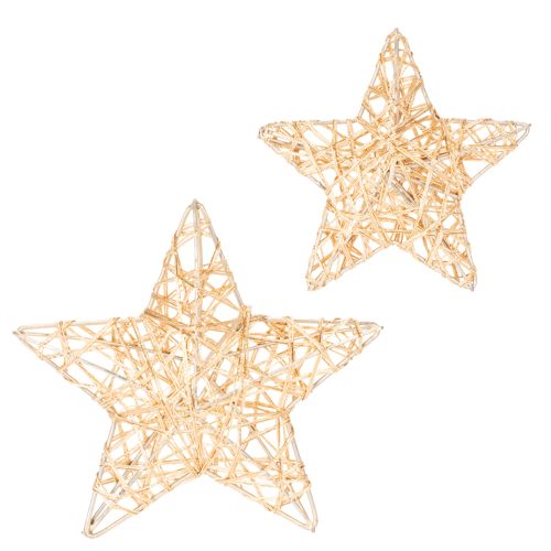 Juego de estrellas decorativas de alambre, dos tamaños, 10 cm, 12 piezas
