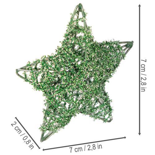 Juego de estrellas decorativas de alambre verde, dos tamaños, 10 cm, 12 piezas | Floristik24.es