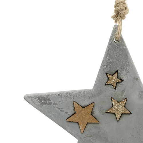 Floristik24 Estrellas navideñas para colgar en hormigón gris-dorado 11,5cm 3 piezas