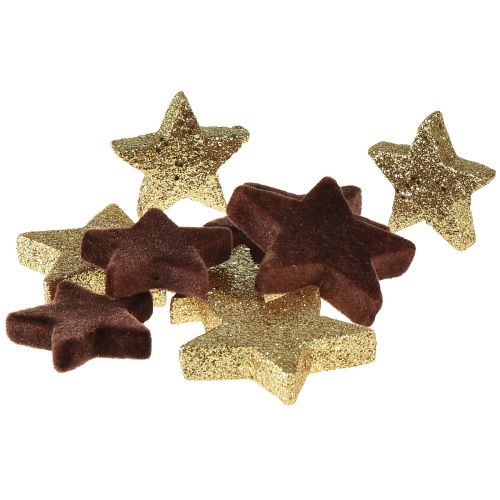 Floristik24 Decoración de estrellas dispersas mezcla decoración navideña marrón y dorada 4cm/5cm 40 piezas