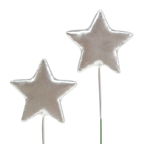 Floristik24 Estrellas en alambre plateado 5cm L23cm 48 piezas