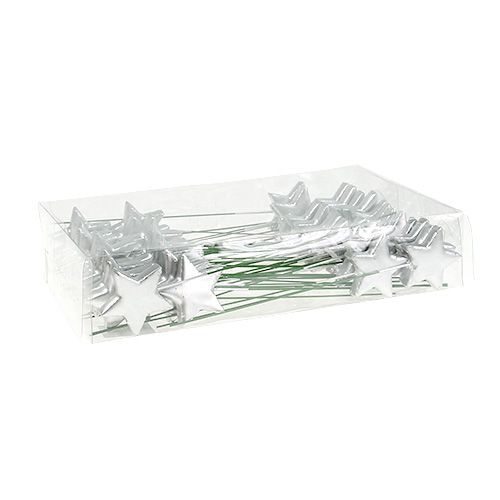 Floristik24 Estrellas en alambre plateado 5cm L23cm 48 piezas