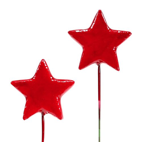 Artículo Estrellas sobre alambre para decorar 5cm rojo 48pcs