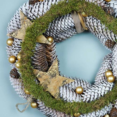 Floristik24 Estrellas de madera con incrustaciones de purpurina para colgar madera de mango natural 6,4–7,1 cm × 7–7,8 cm 3 uds.