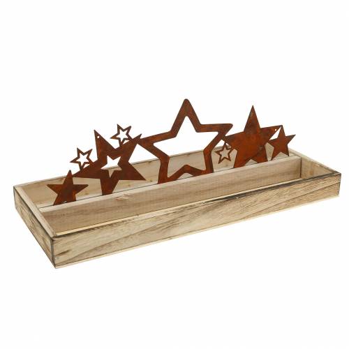 Floristik24 Bandeja de madera, silueta de estrella, óxido noble 35cm × 14cm