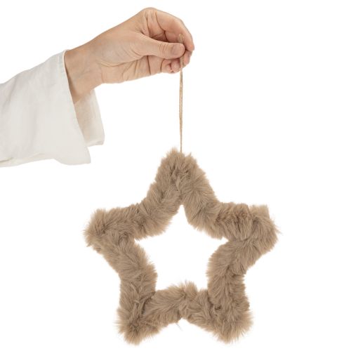 Estrella decorativa colgante de piel sintética, 21 cm, 4 unidades | Floristik24.es
