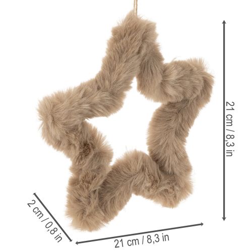 Estrella decorativa colgante de piel sintética, 21 cm, 4 unidades | Floristik24.es