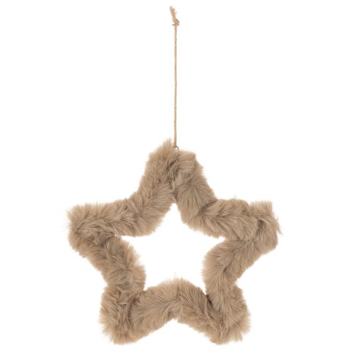 Estrella decorativa colgante de piel sintética, 21 cm, 4 unidades | Floristik24.es
