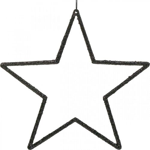 Floristik24 Colgante estrella decorativa navideña con purpurina negra 17,5 cm 9 piezas
