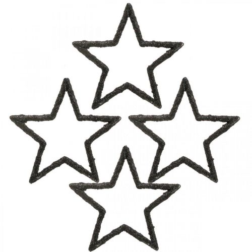 Artículo Adorno scatter estrellas navidad brillo negro Ø4cm 120p